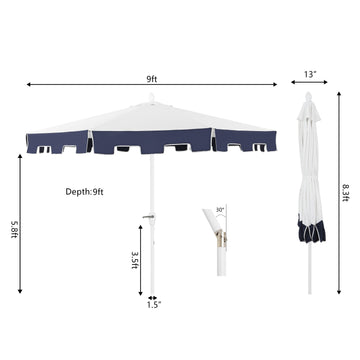 Baiona 9 ft. Classic MidCentury Market Patio Umbrella - JONATHAN Y